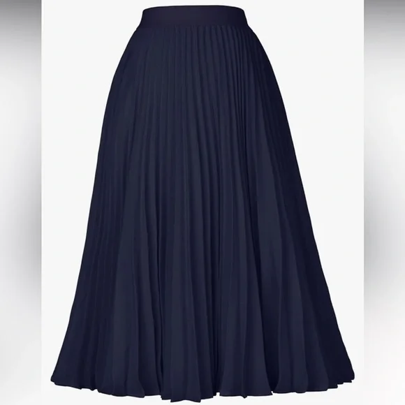 Pleated A-Line Chiffon Midi Skirt NWOT - Picture 2 of 2